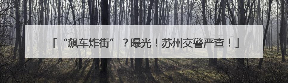 “飙车炸街”？曝光！苏州交警严查！