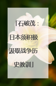 石破茂：日本须积极汲取战争历史教训