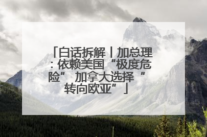 白话拆解丨加总理：依赖美国“极度危险” 加拿大选择“转向欧亚”