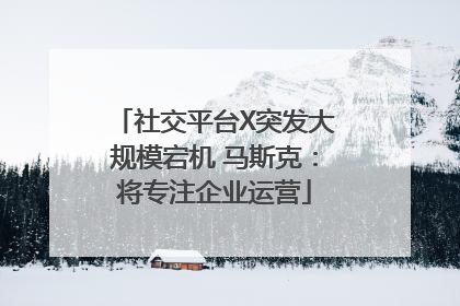 社交平台X突发大规模宕机 马斯克：将专注企业运营
