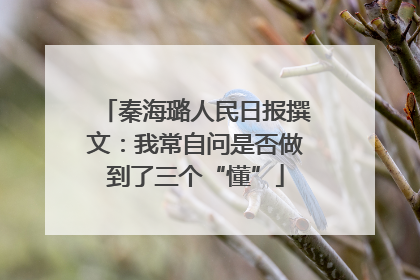 秦海璐人民日报撰文：我常自问是否做到了三个“懂”