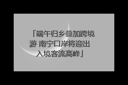 端午归乡叠加跨境游 南宁口岸将迎出入境客流高峰
