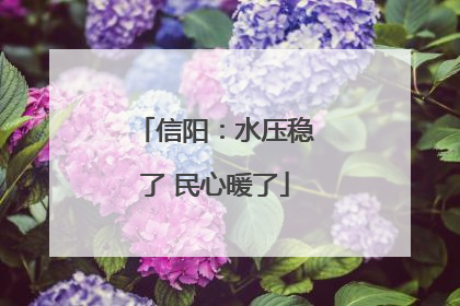 信阳：水压稳了 民心暖了