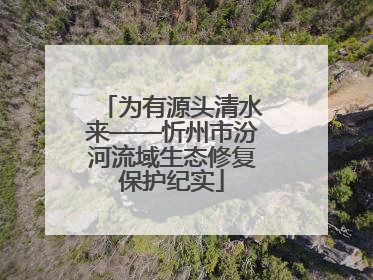 为有源头清水来——忻州市汾河流域生态修复保护纪实