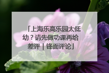 上海乐高乐园太低幼？请先做功课再给差评｜锋面评论