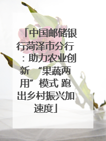 中国邮储银行菏泽市分行：助力农业创新 “果蔬两用”模式 跑出乡村振兴加速度