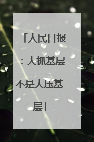 人民日报：大抓基层不是大压基层
