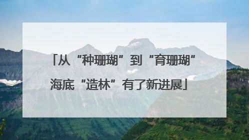 从“种珊瑚”到“育珊瑚” 海底“造林”有了新进展
