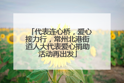 代表连心桥，爱心接力行，常州北港街道人大代表爱心捐助活动再出发