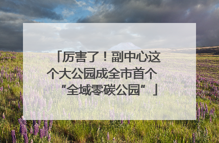 厉害了！副中心这个大公园成全市首个“全域零碳公园”