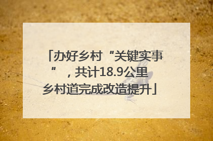 办好乡村“关键实事”，共计18.9公里乡村道完成改造提升