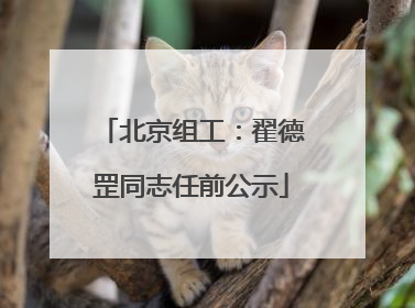 北京组工：翟德罡同志任前公示