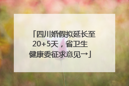 四川婚假拟延长至20+5天，省卫生健康委征求意见→