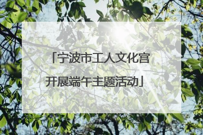 宁波市工人文化宫开展端午主题活动