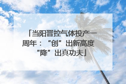 当阳晋控气体投产一周年：“创”出新高度 “降”出真功夫