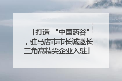 打造 “中国药谷”，驻马店市市长诚邀长三角高精尖企业入驻