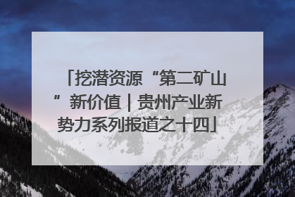 挖潜资源“第二矿山”新价值｜贵州产业新势力系列报道之十四