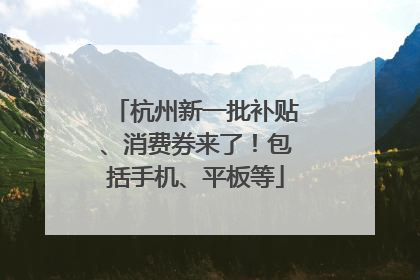 杭州新一批补贴、消费券来了！包括手机、平板等