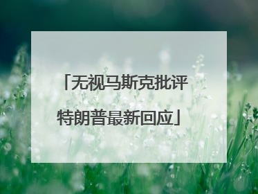 无视马斯克批评 特朗普最新回应