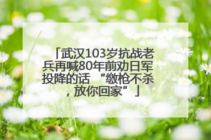 武汉103岁抗战老兵再喊80年前劝日军投降的话 “缴枪不杀，放你回家”