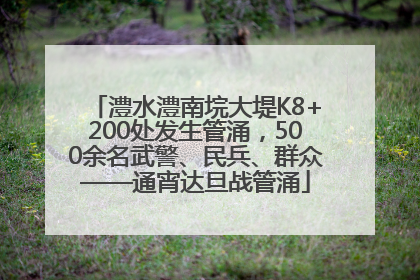 澧水澧南垸大堤K8+200处发生管涌，500余名武警、民兵、群众——通宵达旦战管涌