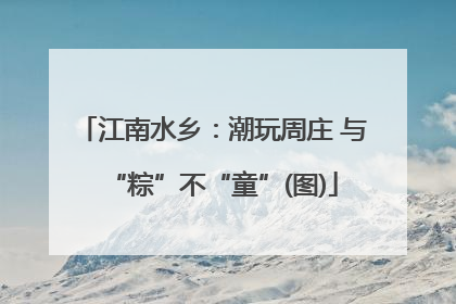 江南水乡：潮玩周庄 与“粽”不“童”(图)