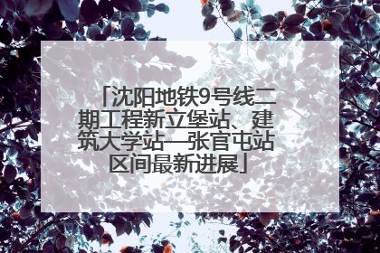 沈阳地铁9号线二期工程新立堡站、建筑大学站—张官屯站区间最新进展