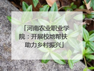 河南农业职业学院：开展校地帮扶 助力乡村振兴