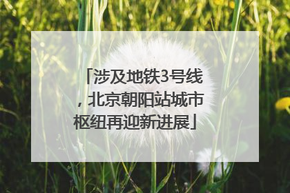 涉及地铁3号线，北京朝阳站城市枢纽再迎新进展