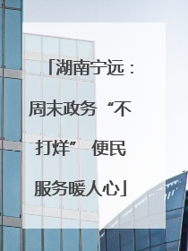 湖南宁远：周末政务“不打烊” 便民服务暖人心