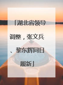 湖北省领导调整，张文兵、黎东辉同日履新