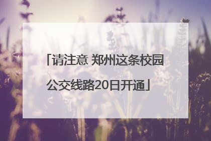 请注意 郑州这条校园公交线路20日开通