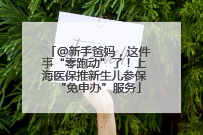 @新手爸妈，这件事“零跑动”了！上海医保推新生儿参保“免申办”服务